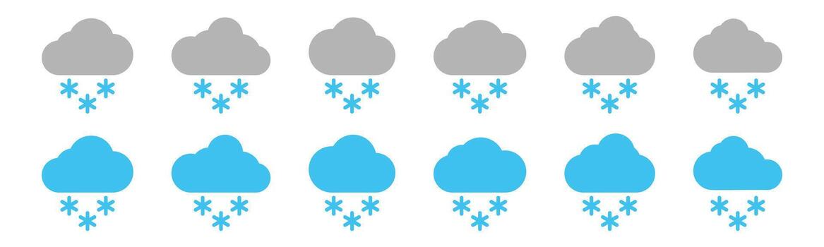 Snowing weather icon set. Snowfall icons . snowing icon symbol. Cold weather snowing, snowflake and cloud symbol for apps and websites vector