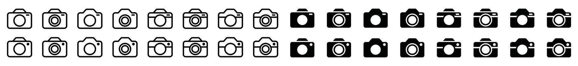 Camera icons set. Photo camera icon symbol. Photography camera lens for apps and websites vector