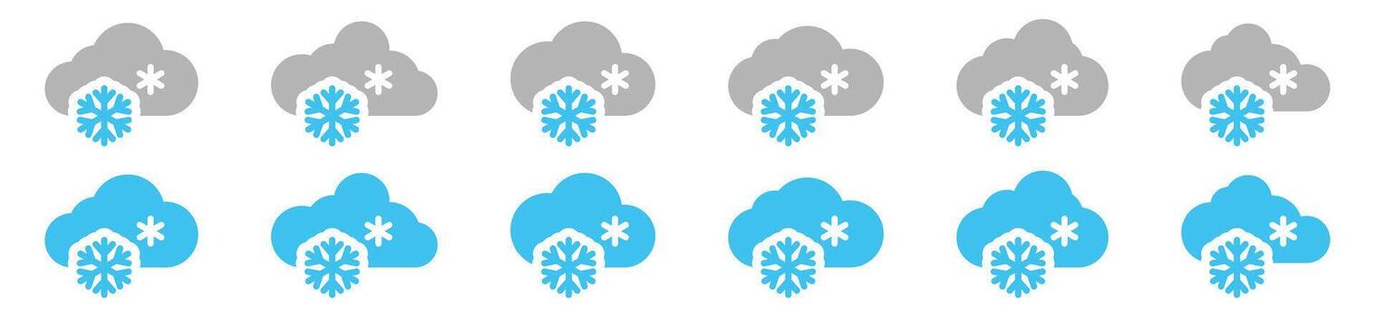 Snowing weather icon set. Snowfall icons . snowing icon symbol. Cold weather snowing, snowflake and cloud vector