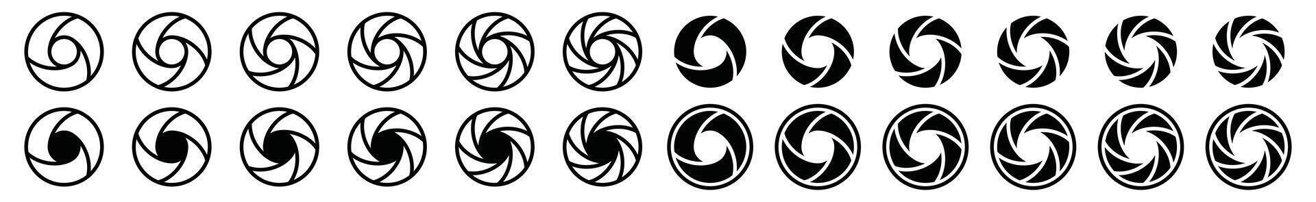 Camera shutter icons set. Camera lens icon symbol vector