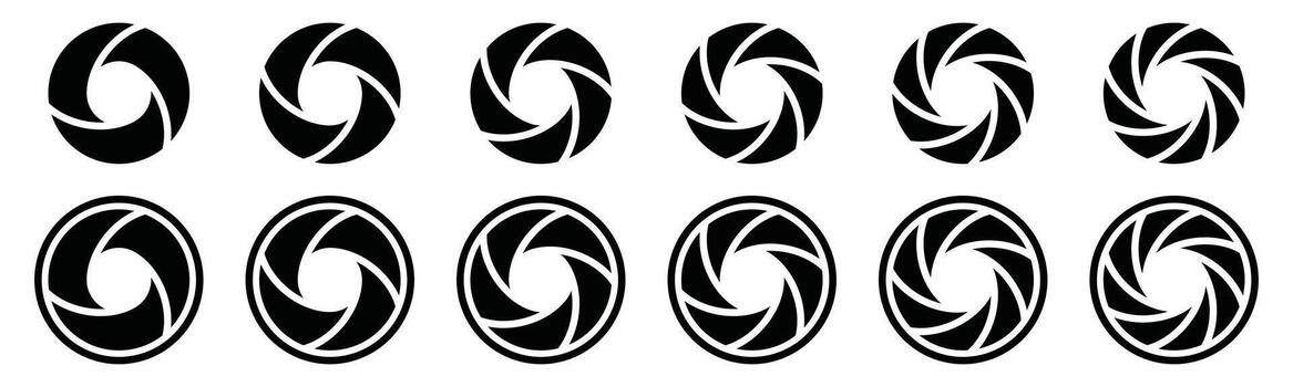 Camera shutter icons set vector