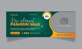 Fashion sale social media facebook cover design horizontal web header vector