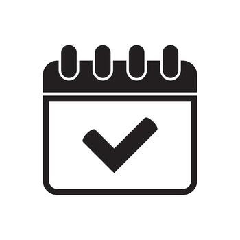 Calendar with checkmark icon for productivity date reminder and task management. Calendar with tick icon. vector
