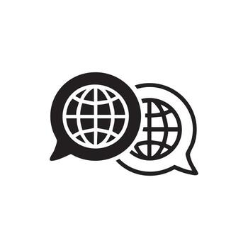 Global Communication Icon with Speech Bubbles and Globe Symbol vector