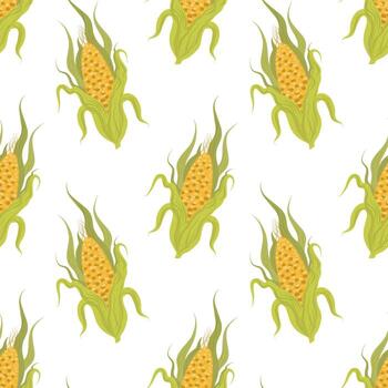 Corn Seamless Pattern, Maize Repeat Texture, Corn Cob Pattern vector