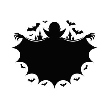 Vampire Silhouette Illustration Frame with Bats and Castle in the Background Design vector