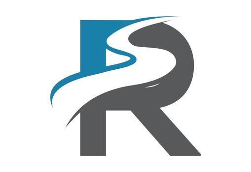 Initial Letter R with backspace S or pathway Logo design template vector