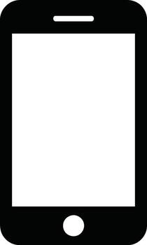 Black Smartphone Icon with White Screen and Button. vector