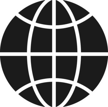 Simple Black and White Globe Icon with Grid Lines. vector
