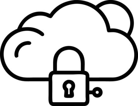 Cloud computing security icon with a padlock and keyhole on a white background illustration vector