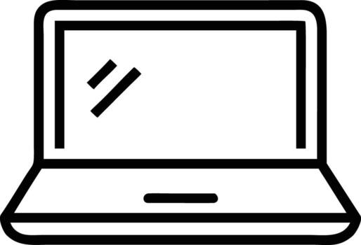 Line Art Icon of an Open Laptop Computer with a Screen and Keyboard technology device vector