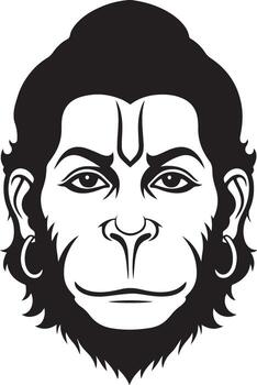 Divine Monkey Face A powerful representation of a divine monkey face. A sacred Hindu symbol, depicted with a serene expression and intricate details, invites contemplation and reverence. vector