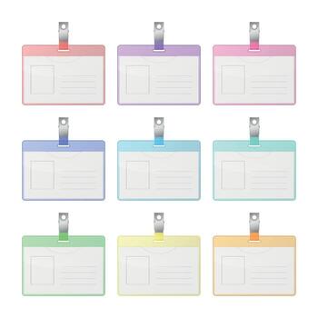 Colorful ID card holders in a grid vector