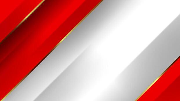 Red and white abstract background with golden diagonal stripes. vector