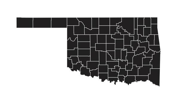 Oklahoma Black Per Area Line Map USA vector