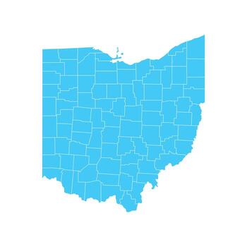 Ohio Blue Per Area Map USA vector
