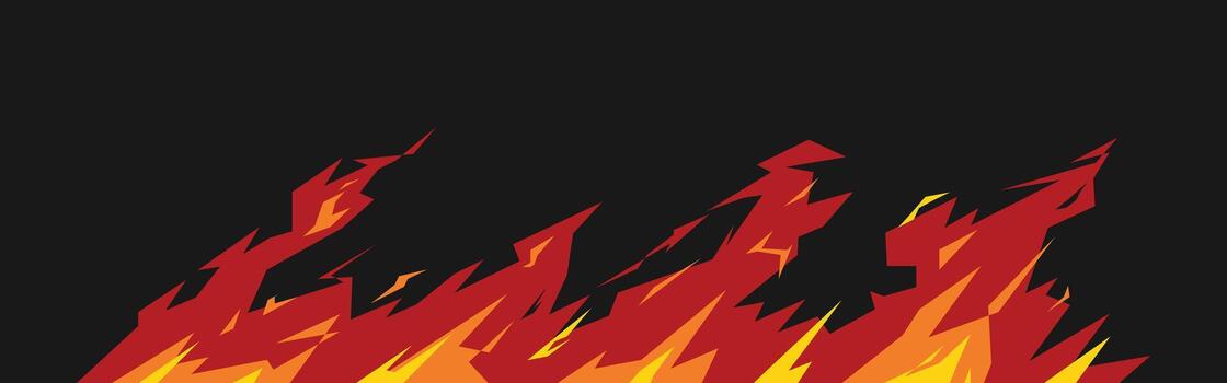 Abstract fire flames isolated on white background. Geometric, sharp edges. Colorful flat graphic illustration. vector