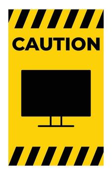 Caution Sign Indicating Monitor Presence with Striped Border Warning vector