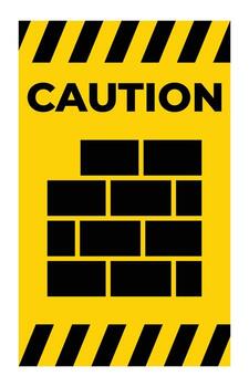 Caution Sign Warning for Construction Zone with Block Wall Pattern vector