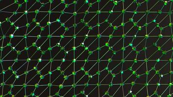 pulserande molekyl data rutnät - 3d nätverk av geometrisk grön knutpunkter video