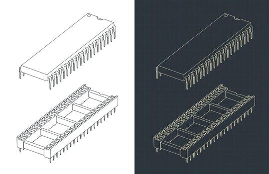 inmersión enchufe con chip isométrica dibujos vector