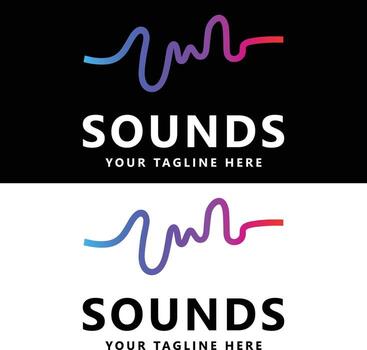 Sound wave logo equalizer design music wave vibration simple icon with line style vector