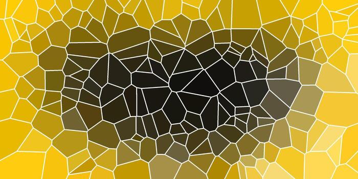 Yellow and black mosaic pattern with irregular geometric shapes creating a stained glass abstract texture. vector