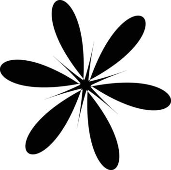Stylized black flower petal design with sharp points vector