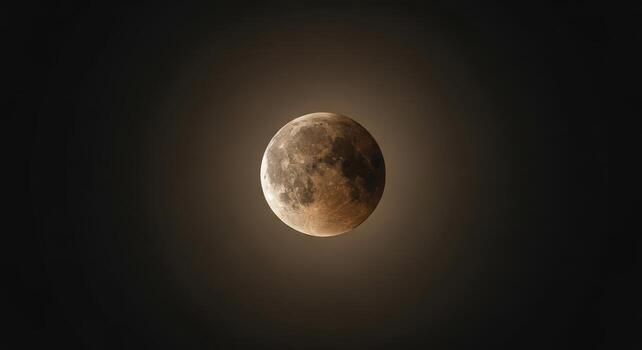 Stunning Lunar Eclipse with Reddish Moon in Dark Sky photo