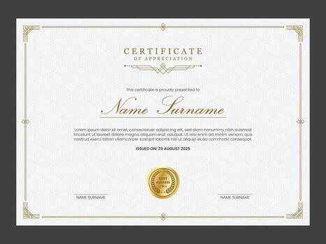 Retro certificate of appreciation template for company. Award certificate with vintage border. Multipurpose certificate design with polygonal background pattern. vector