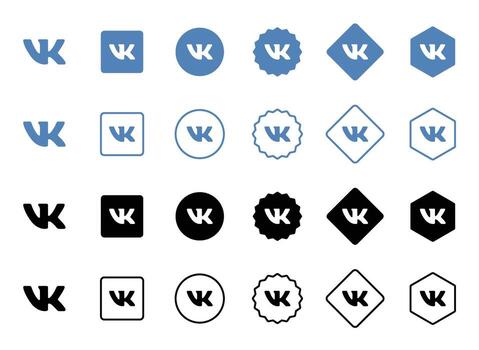 VK Logos Various Styles and Formats Displayed vector