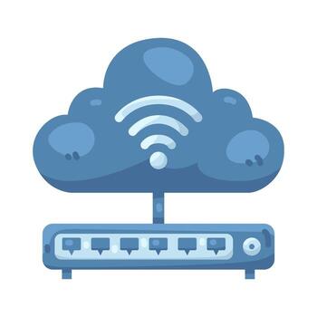 ilustración de enrutador conectado a nube con Wifi señal vector