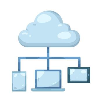 Cloud computing graphic with devices vector