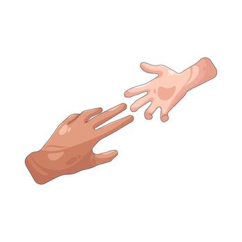 Diverse hands reaching towards each other vector