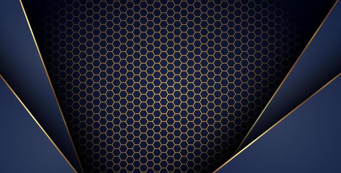 lujoso oscuro Armada oro línea superposición antecedentes con hexágono malla modelo combinación. elegante moderno tecnología futurista antecedentes. . vector