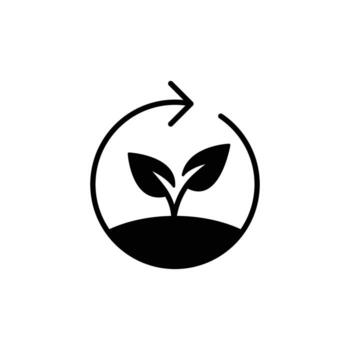 Reforestation icon. Simple solid style. Tree, plant with circle cycle, ecosystem, sustainable, restore, forest, environment concept. Silhouette, glyph symbol. Isolated design vector