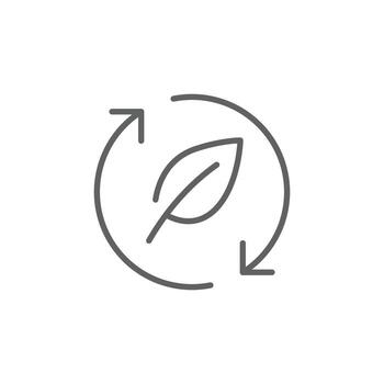 Biodiversity icon. Simple outline style. Ecology featuring a leaf encircled by arrows, sustainability, nature, ecological practices concept. Thin line symbol. Isolated design. Editable stroke vector