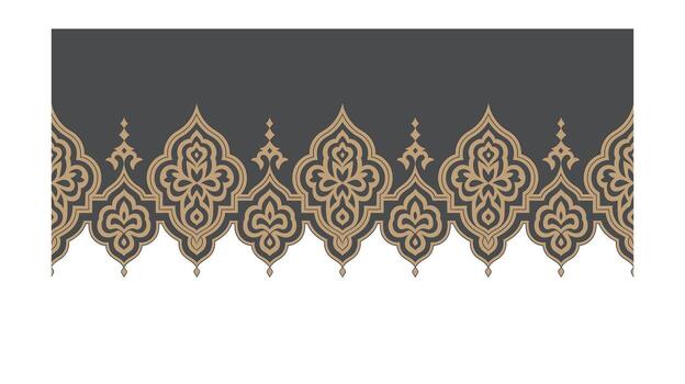 Elegant Gold and Charcoal Gray Islamic Pattern Border Design for Print, Web, and Decorative Elements with a Seamless and Repeating Motif vector