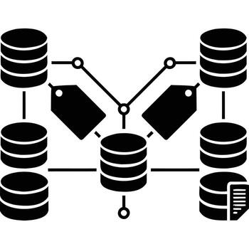 base de datos red datos etiqueta sistema icono tecnología información computadora vector