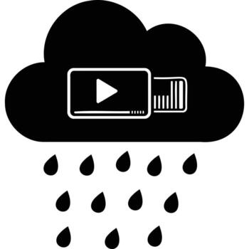 Cloud Streaming Rain Drops Icon data media digital technology online vector