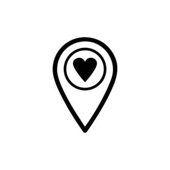 Location Pin with Heart Inside Circle Isolated on White Background vector