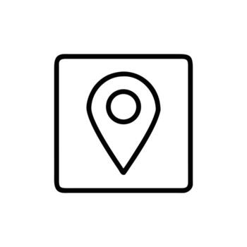 Map Pointer Icon Black Outline in White Square on White Background vector