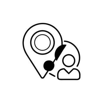 Flat Style User Pin Icon , White Background, Simple Line Art Person Location Concept vector