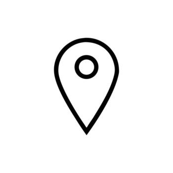 Simple Black Map Pointer Icon on White Background, vector