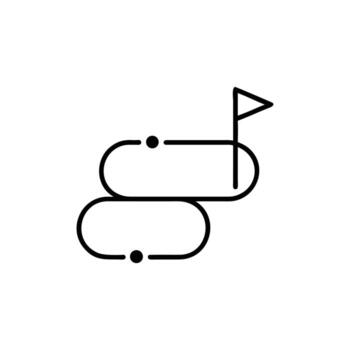 Abstract Outline Art with Curving Paths, Flag and Circles on White Background vector