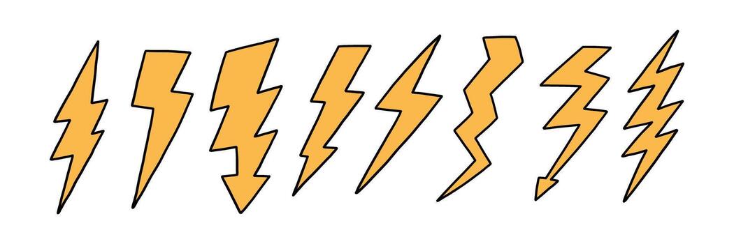 Bolt Lightning Thunder Flash Symbol Set vector