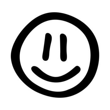 smiley Simple hand drawn happy emoji Smile face doodle Single element for print, web, design, decor vector