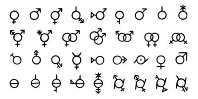 gender symbol Set of hand drawn gender identity icon Symbol used to represent sex and gender Diversity of genders vector
