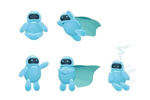 Funny robot characters collection. Comic ai bot set. vector