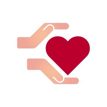 Hands and palms with heart shapes icons. red heart vector